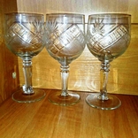 Три хрустальных бокала 1960-х гг. Алмазная гравировка., фото №2