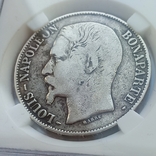 5 франков, Франция, 1852 г., А, Наполеон III, серебро 0.900 24.51 гр., сертификат подлин., фото №5