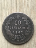 Італія 10 чентезімо 1862 р, фото №2