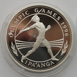 Серебряная монета 1oz XXVI летние Олимпийские Игры Атланта 1996 "Метание Копья" 1 паанга, фото №10
