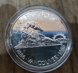  Канада 1 доллар 1986 г. Серебро. 100-летие Ванкувера. Паровоз. Елизавета II., фото №2