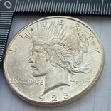 1 доллар, США, 1923 год, Peace Dollar, S, серебро 0.900, 26.82 грамма, фото №2