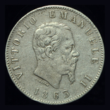 Италия 1 лира 1863 Т серебро Турин, фото №3