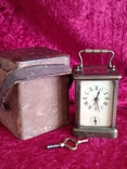 Каретные часы с будильником с футляром., фото №3