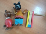 Деревяные игрушки СССР: два медведя и трещетка, фото №2