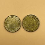 Франция 10 сантимов 1963 г 2 шт, фото №2