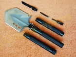 Саперная лопатка, тактическая складная лопата с ножом огнивом стеклобоем стропорезом 77 см, фото №2