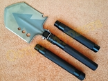 Саперная лопатка, тактическая складная лопата с ножом огнивом стеклобоем стропорезом 77 см, фото №4