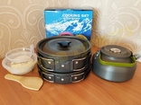 Набор туристической посуды (кастрюля ,сковорода ,чайник ,миски) Cooking Set DS-308, photo number 9