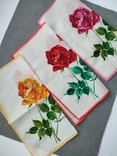 Винтажный батистовый носовой платок с розой, набор 3шт., фото №2