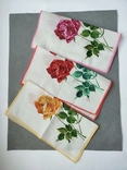 Винтажный батистовый носовой платок с розой, набор 3шт., фото №3