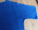 Итальянская льняная красивая женская блузка васильково синяя, фото №9