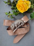 Стильный брендовый кожаный ремень Bernd Gotz, с пряжкой- хамелеон., фото №9