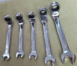 Ключи рожковые, накидные с храповым механизмом (трещетка) 5 шт., photo number 8