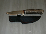 Нож для охоты,рыбалки и туризма Damascus 21 см,рукоять из кости,лезо Дамаск з чехлом, numer zdjęcia 3