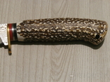 Нож для охоты,рыбалки и туризма Damascus 21 см,рукоять из кости,лезо Дамаск з чехлом, numer zdjęcia 6