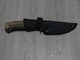 Нож для охоты,рыбалки и туризма Damascus 21 см,рукоять из кости,лезо Дамаск з чехлом, numer zdjęcia 8