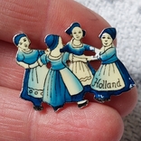 Брошь Голландские девушки, танцующие в кругулатунь, эмаль, фото №8