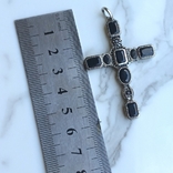 Срібний хрест з великими цирконіями, фото №6