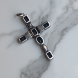 Срібний хрест з великими цирконіями, фото №7