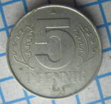 №246 Монета 5 фенингов 1968г, фото №2