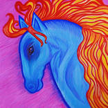 Картина маслом "Голубая лошадь", размер 40х40 см, холст на подрамнике., фото №2