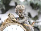 Часы бронза путто ангел 19 век Франция, фото 7
