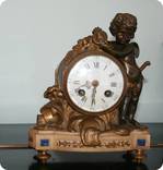 Часы бронза путто ангел 19 век Франция, фото 8