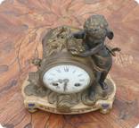 Часы бронза путто ангел 19 век Франция, фото 13