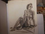  рисунок углем     Девушка натурщица, фото №2