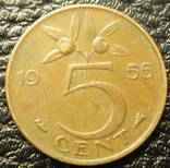 5 центів Нідерланди 1955, фото №2
