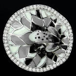 Стильное кольцо с цветной эмалью и белыми сапфирами, фото №3