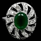 Кольцо 925 натуральный зеленый агат, цирконий., фото №2