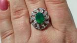 Кольцо 925 натуральный зеленый агат, цирконий., фото №7