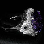 Кольцо 925 натуральный ААА пурпурно фиолетовый аметрин, белый сапфир., фото №3