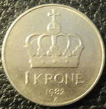 1 крона Норвегія 1982, фото №2