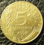 5 сантимів Франція 1998, фото №2
