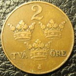 2 оре Швеція 1919 бронза нечаста, фото №2