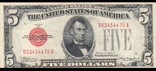 5 долларов США 1928 B RED SEAL UNITED STATES NOTE  476A 077, фото №2