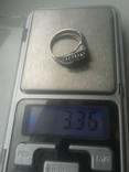 Кольцо серебряное с 4 белыми камешками, фото №3