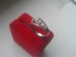Кольцо серебряное с 4 белыми камешками, фото №4