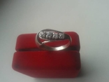 Кольцо серебряное с 4 белыми камешками, фото №9