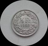 Швейцария 1/2 франка 1968 г., фото №2