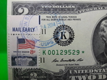 Два Доллара с почтовыми марками и штемпелями США Серия Флаги ООН и США, фото №5
