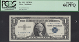 1 доллар США 1957 B silver certificate, PCGS graded Gem New 66! S....7476 A (122), фото №2
