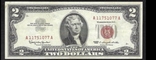 2 доллара США 1963 Legal Tender Notes AU A ....1077 A (125), фото №2