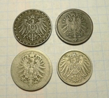 4 монеты Германской Империи - 1874 - 1917 гг., фото №2