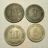 4 монеты Германской Империи - 1874 - 1917 гг., фото №5