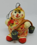 Елочная игрушка из папье-маше Снеговик с коромыслом. 9 см, фото №5