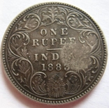 Мозамбик, 1 рупия 1883 (надчекан Мозамбика), фото №3